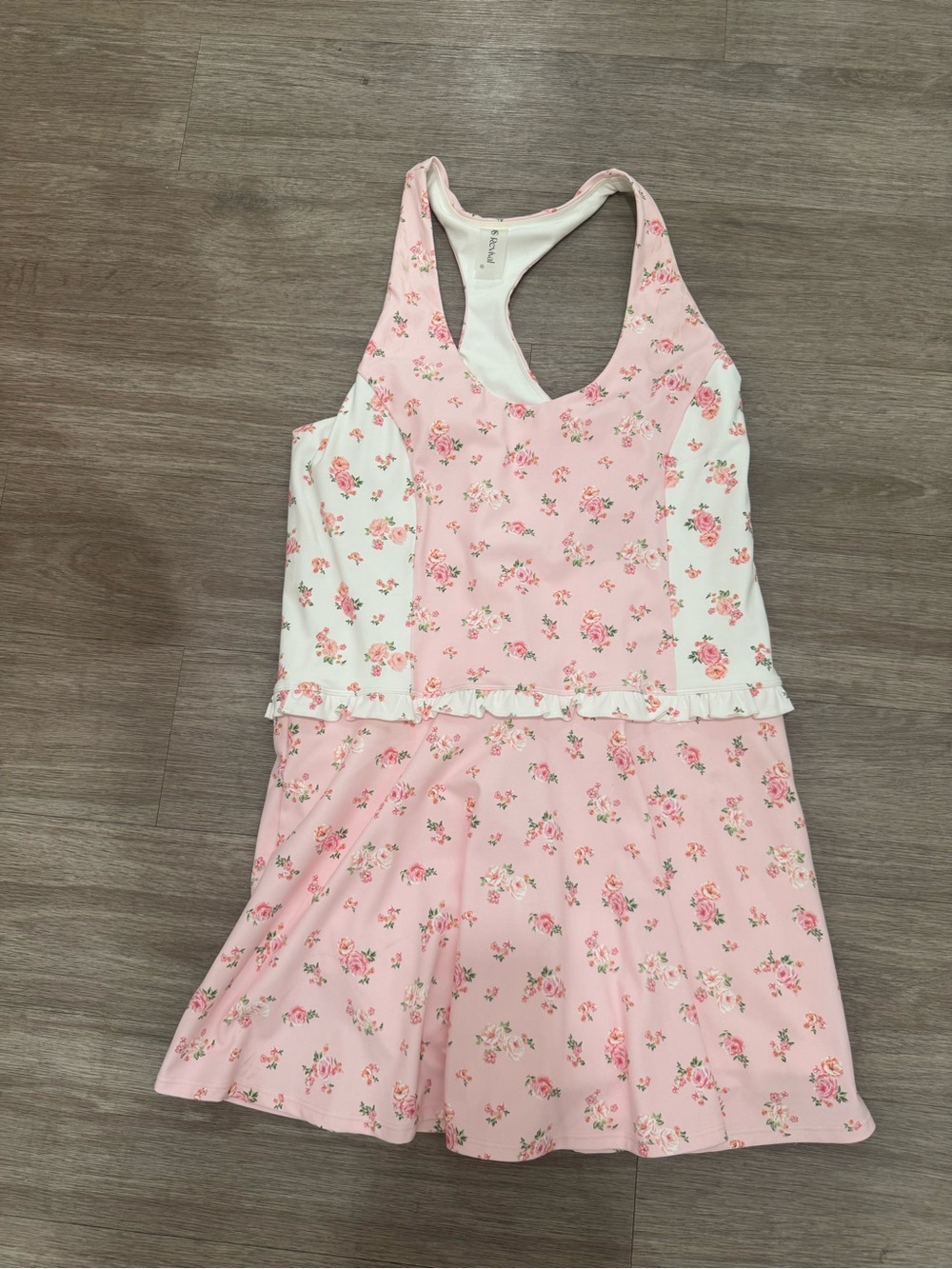 As Revival by Altar’d State Pink Floral Racerback Tennis Dress; size XL